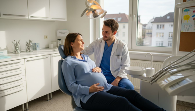 Schwangere Frau beim Zahnarzttermin