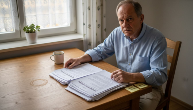 Ein Mann prüft seine Versicherungsunterlagen, um zu sehen, welche Leistungen beim Zahnarzt abgedeckt sind.